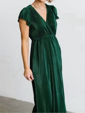 Baltic Born Athena Pleated Maxi Dress in Emerald Green